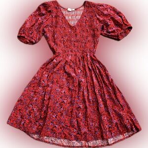 Gap Satin Smocked Puff Sleeve Mini Dress $70